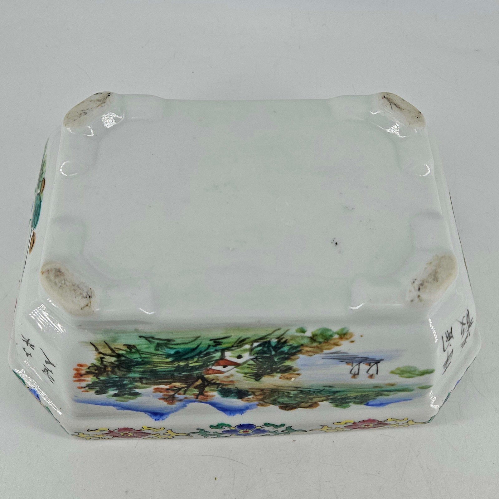 Vintage Chinese famille rose figural landscape porcelain planter