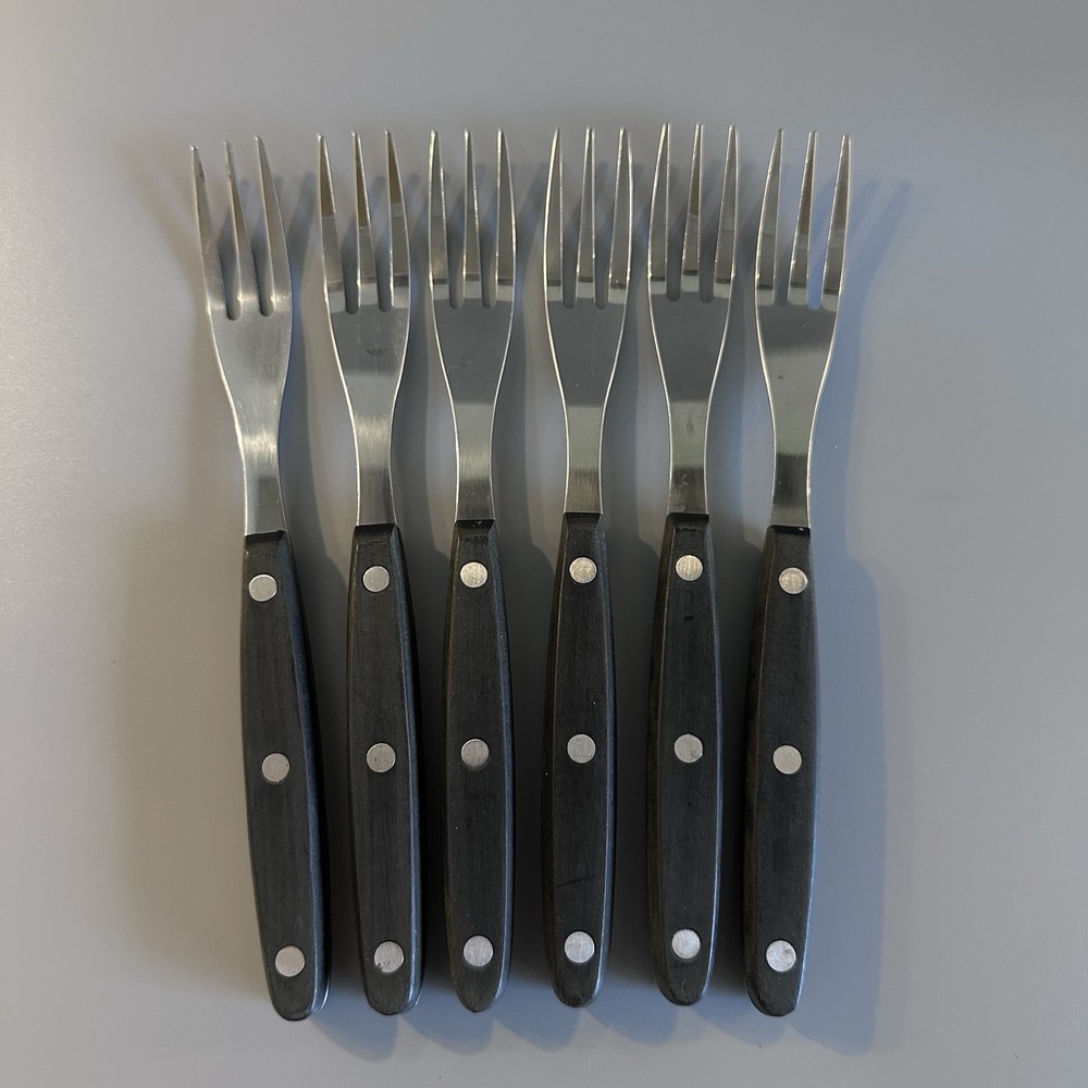 28 Stainless Flatware Black Composite Set Dinner forks Salad Spoons riveted