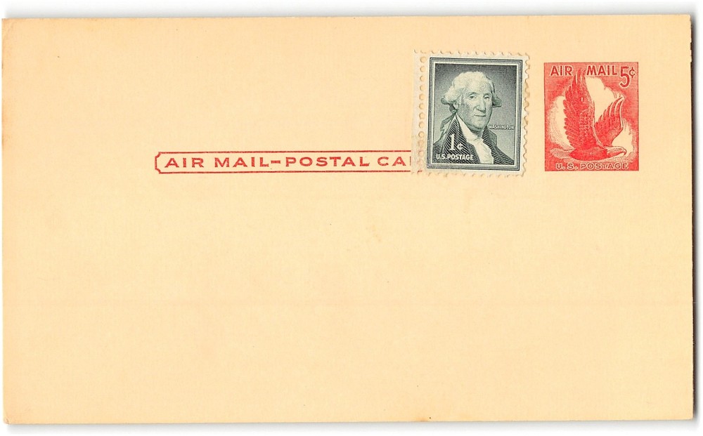 US #UXC2 mint postal card, 5c eagle + 1c
