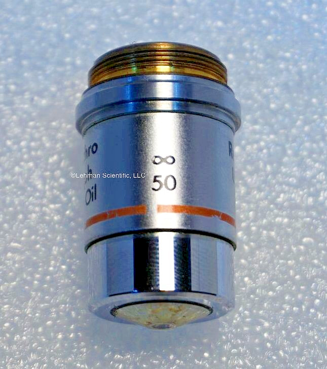 Reichert Short-Barrel 50x Plan-Achro Microscope Objective, Exc. condition.