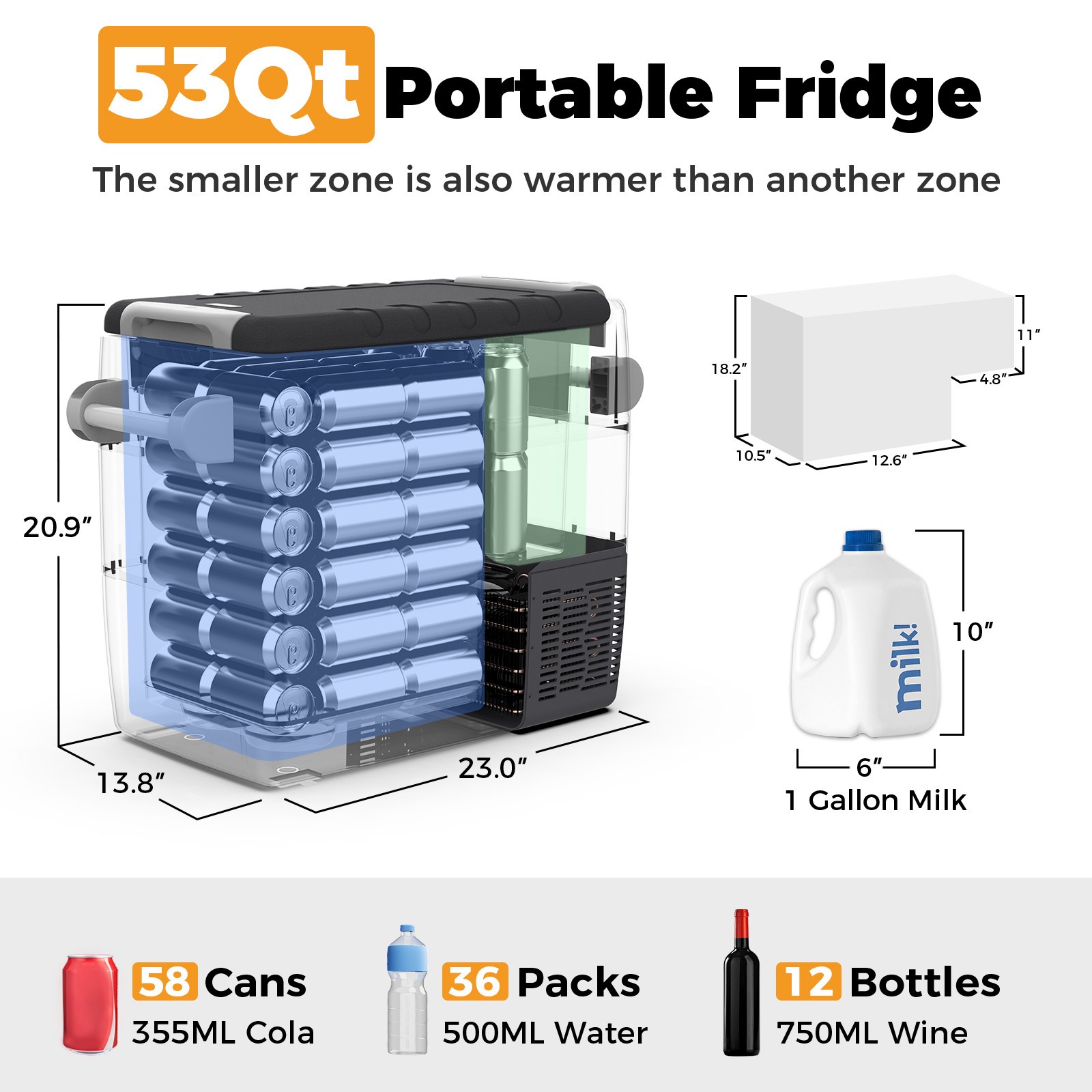 53 Quart Car Refrigerator Electric Cooler 12V Refrigerator for Camping Fishing