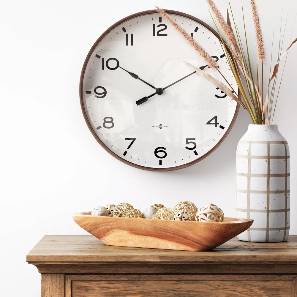 16" Thin Frame Wall Clock Red/Brown - Threshold