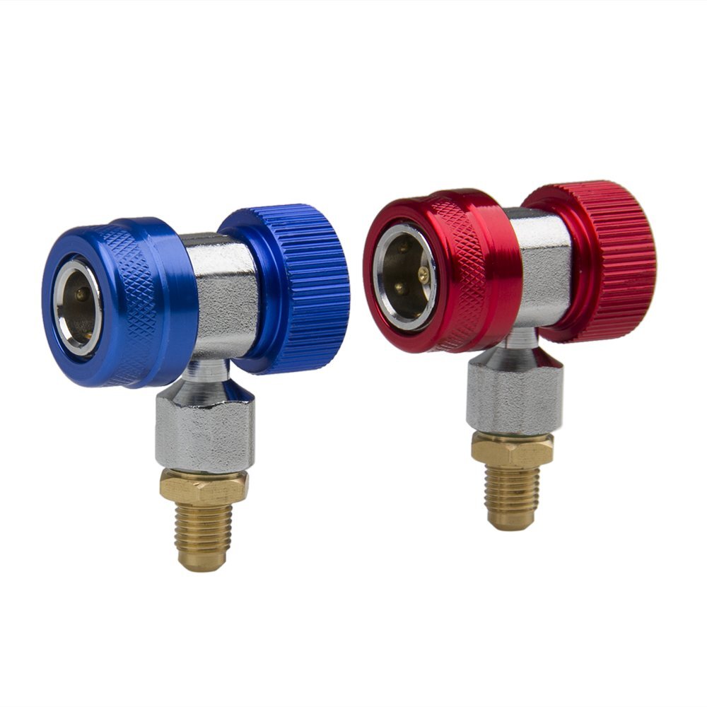 Adjustable A/C Quick Coupler Connector Adapter High Low Side 1/4" SAE HVAC