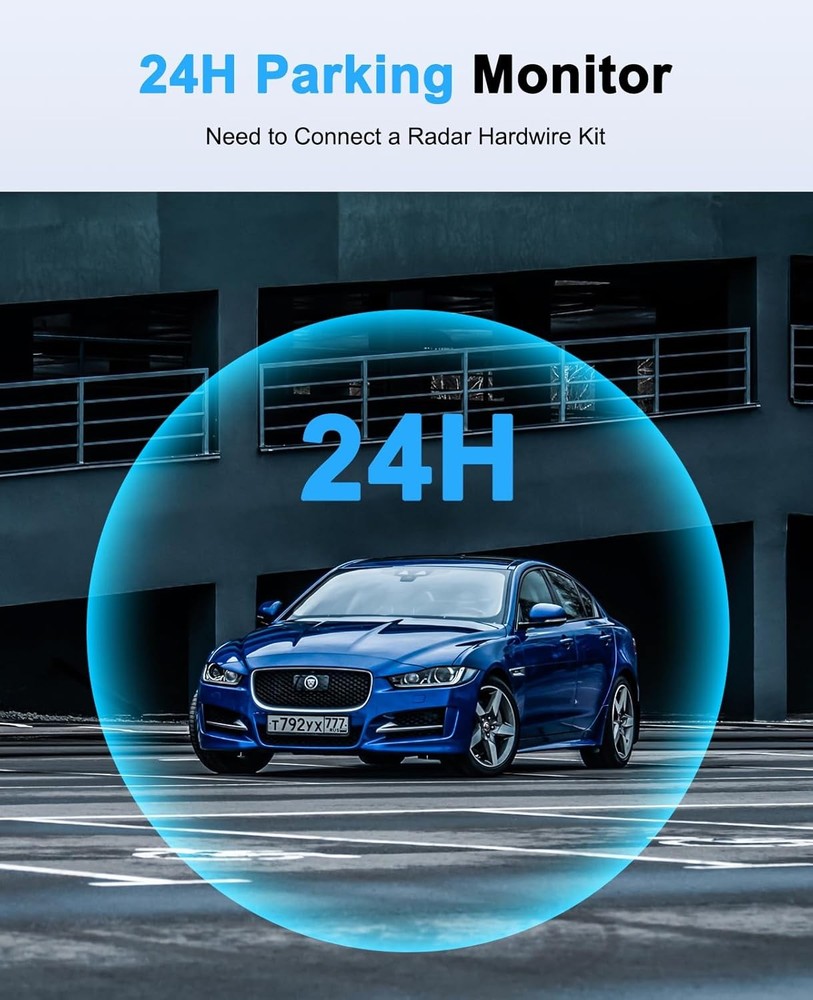 360° Front Rear Inside Dash Cam Loop Recording G-Sensor Dashcam 3.18” IPS Screen