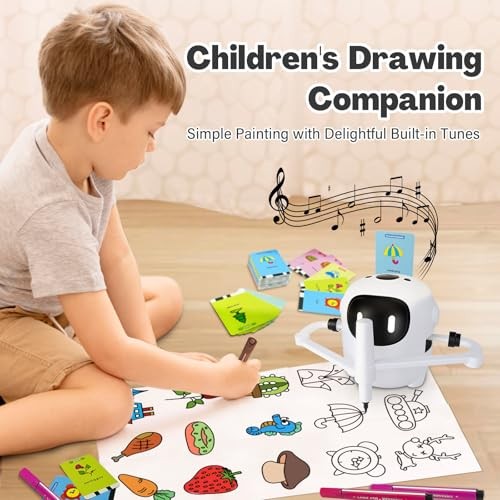 Drawing Robot for Kids with 150 Cards, Voice Interactive Educational White