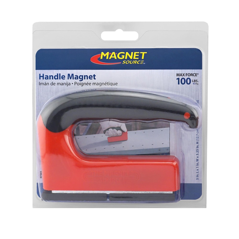 Master Magnetics Strong Magnet with Ergonomic Handle - 100 lb Pull Force, Red...