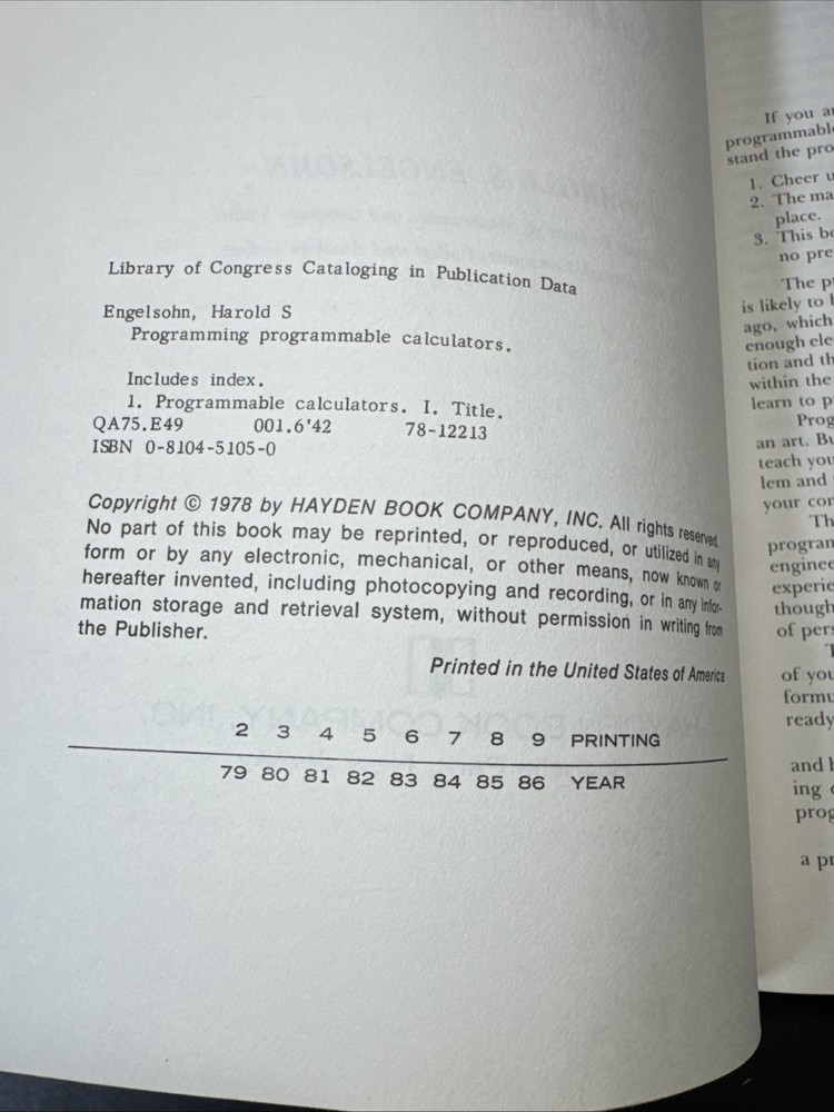 1978 Programming Programmable Calculators TI-59 TI-57 SR-56 SR-52 PC-100C Cradle