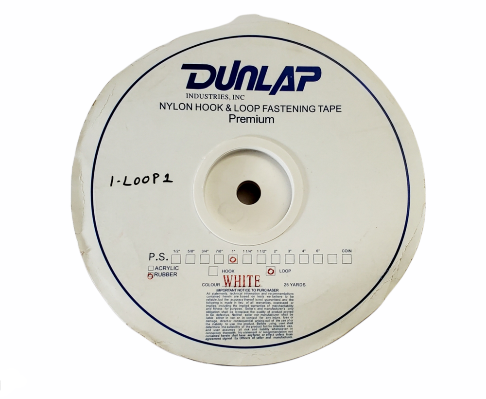 DUNLAP Industries 1" Wide Self-ADHESIVE "LOOP ONLY" - By The YARD - White