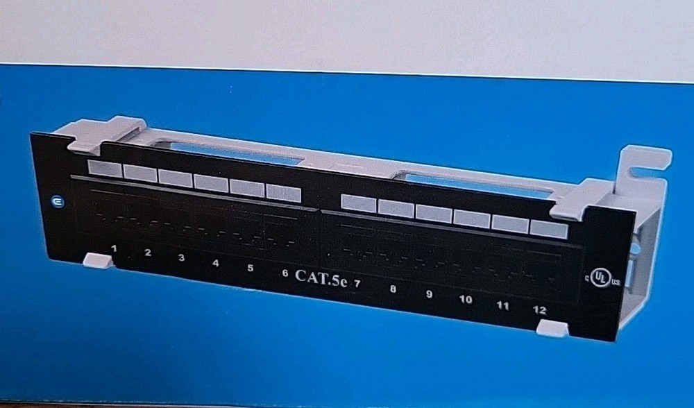 Commercial Electric CAT5e Mini 12-Port Patch Panel with 89D Mounting Bracket