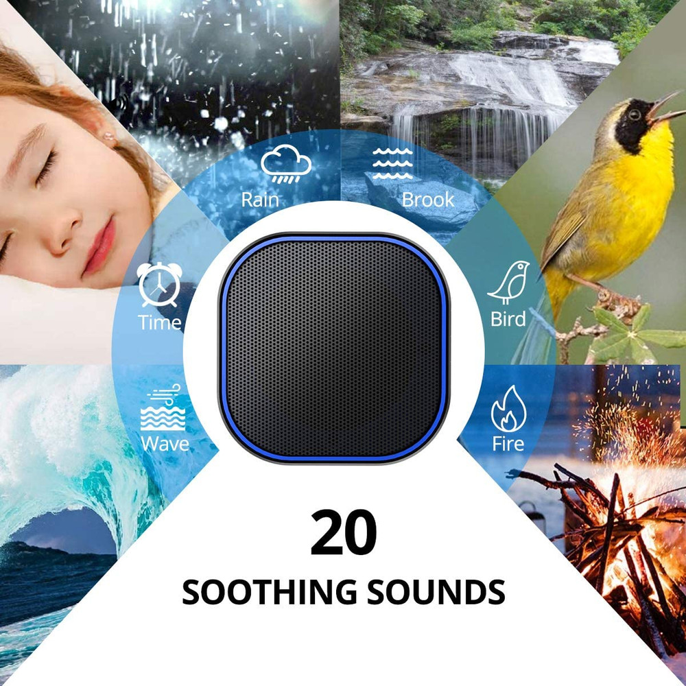 White Noise Machine with 20 Non Looping Natural Soothing Sounds Memory Function