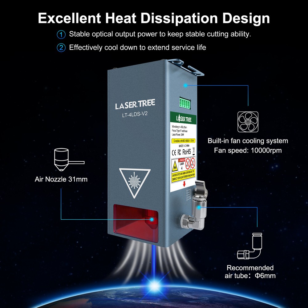 Laser Module 20W Optical Power Compatible with Laser Engraver Cutting Machine