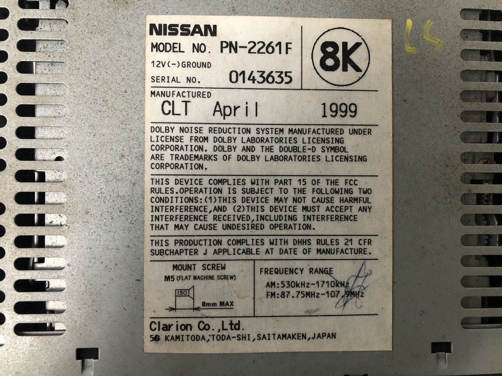 2000-2004 Nissan Pathfinder INFINITI G20 Audio Equipment Radio Receiver OEM ST47