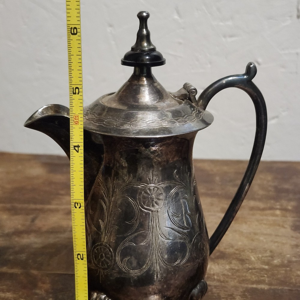 Vintage Individual Coffee Tea Pot EPNS India Etched Teapot Silverplate
