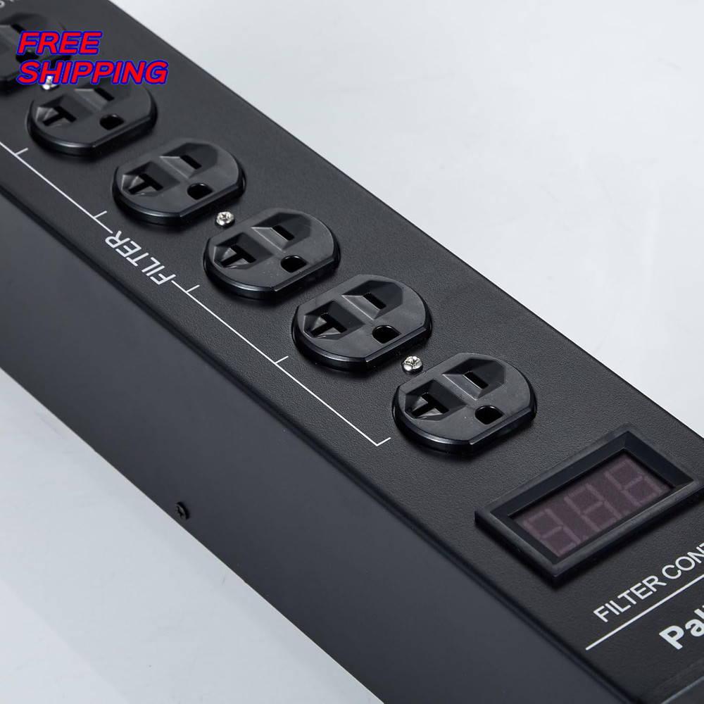 AC Power Filter Power Conditioner w Display 4Ways Power Socket Line Conditioner