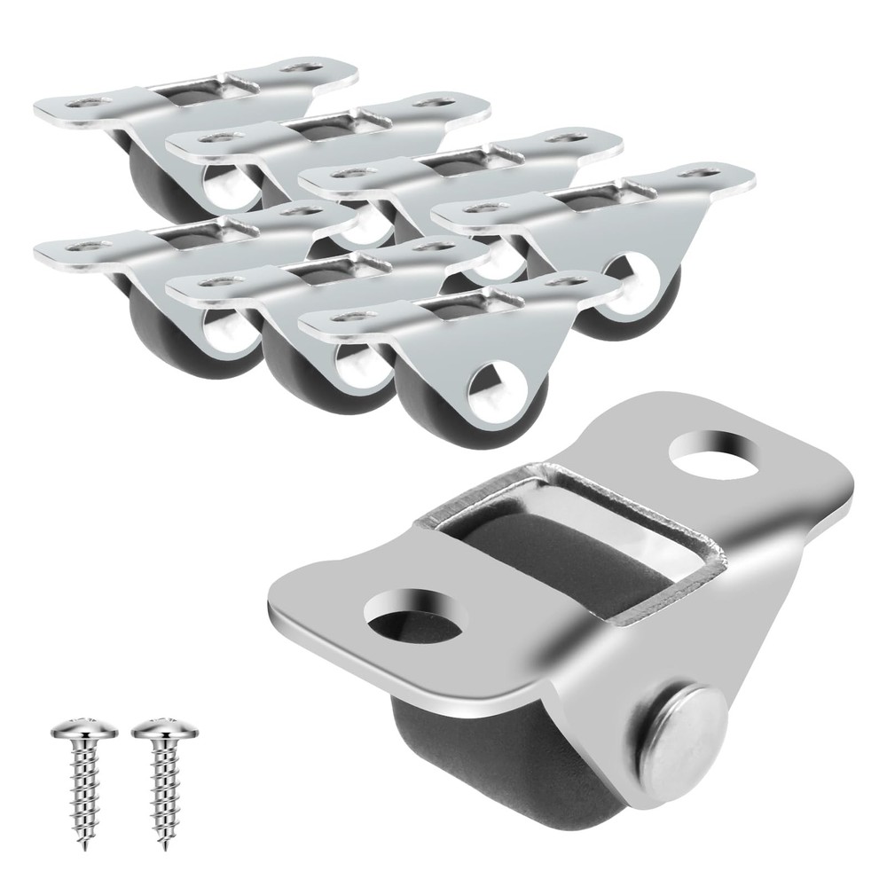 8 Pcs 1/2 Inch Mini Fixed Caster Wheels, Low Profile Single Direction Tiny Wh...