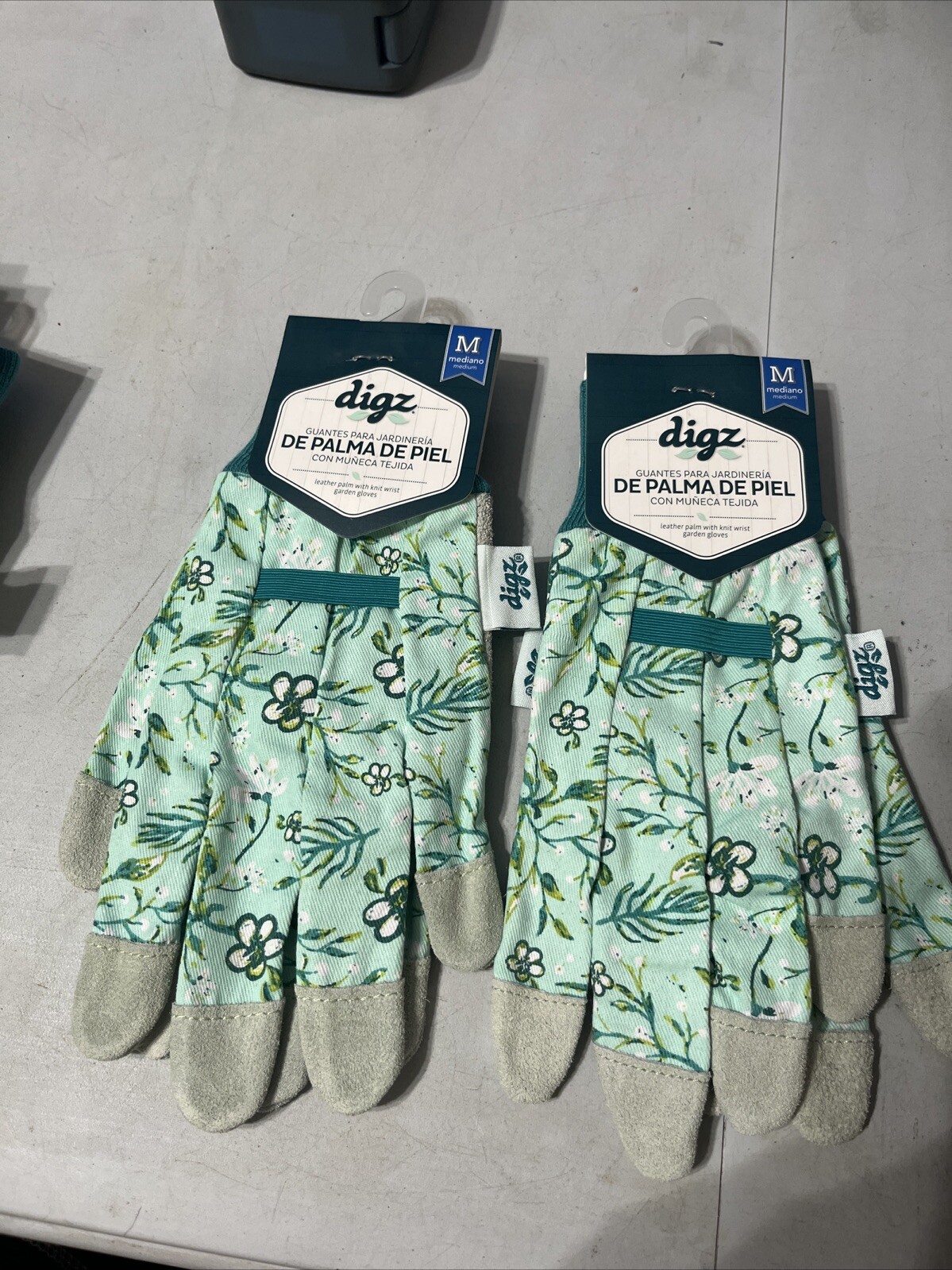 Digz (2 Pair) Medium Leather Palm Garden Gloves with Knit Wrist Women's