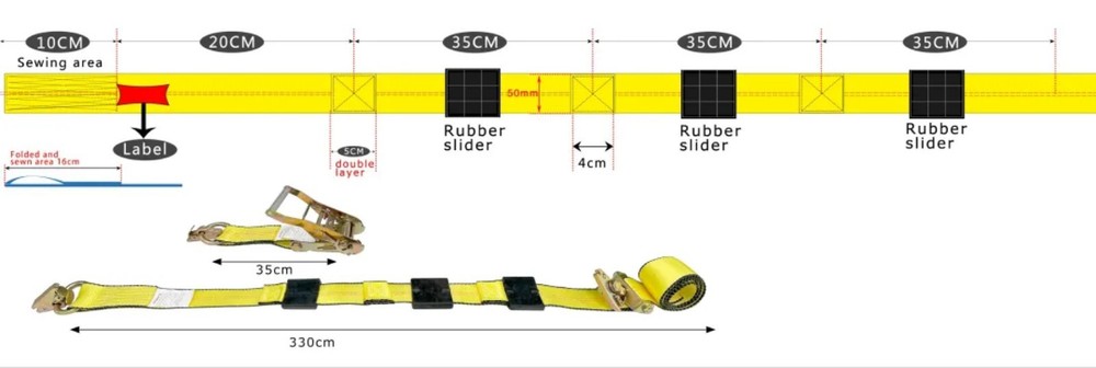 2x E-Track 3 Point Wheel Tie Down Straps