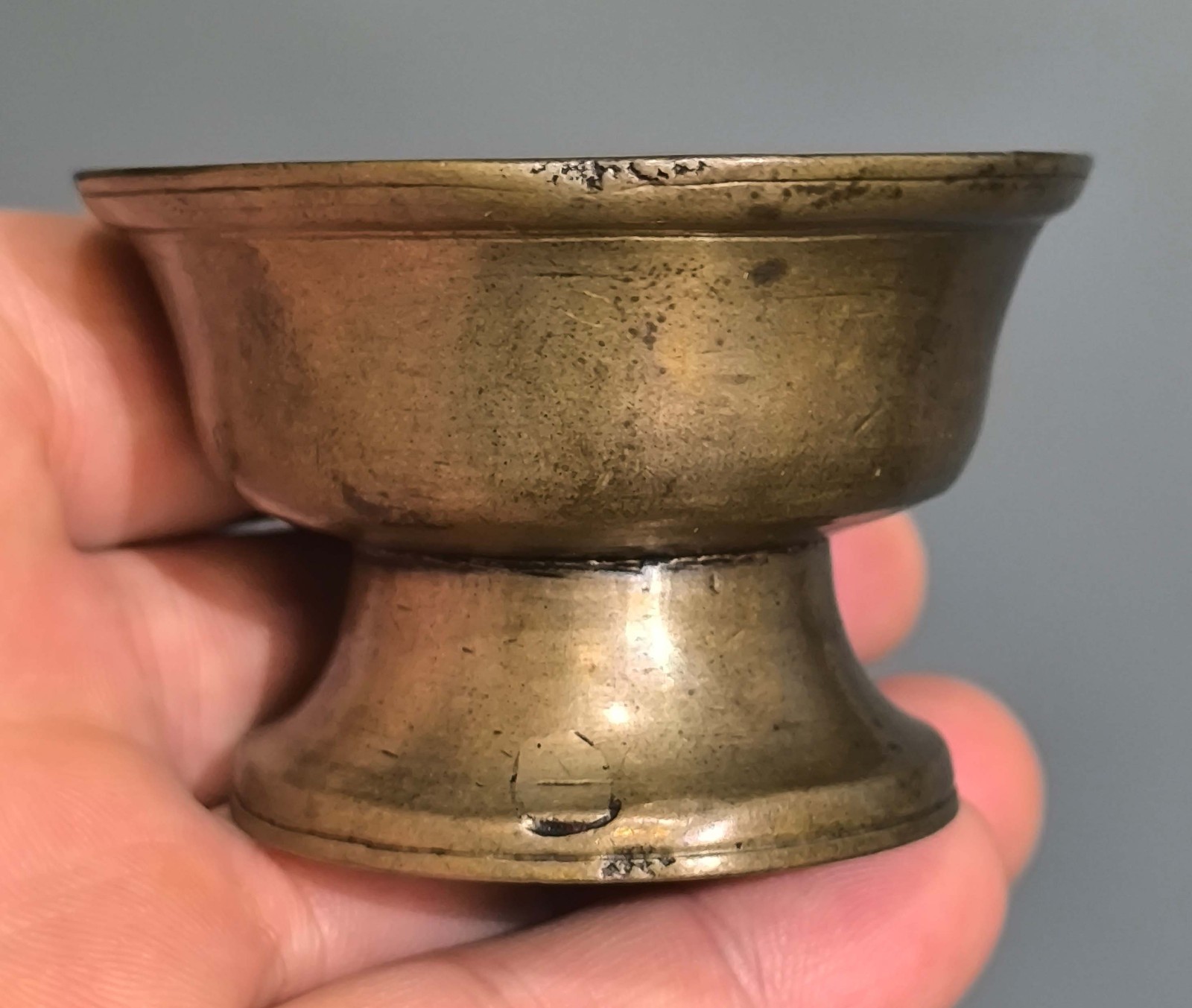 Real Tibet 18th Century Old Antique Buddhist Alloy Copper Oil Ghee Butter Lamp