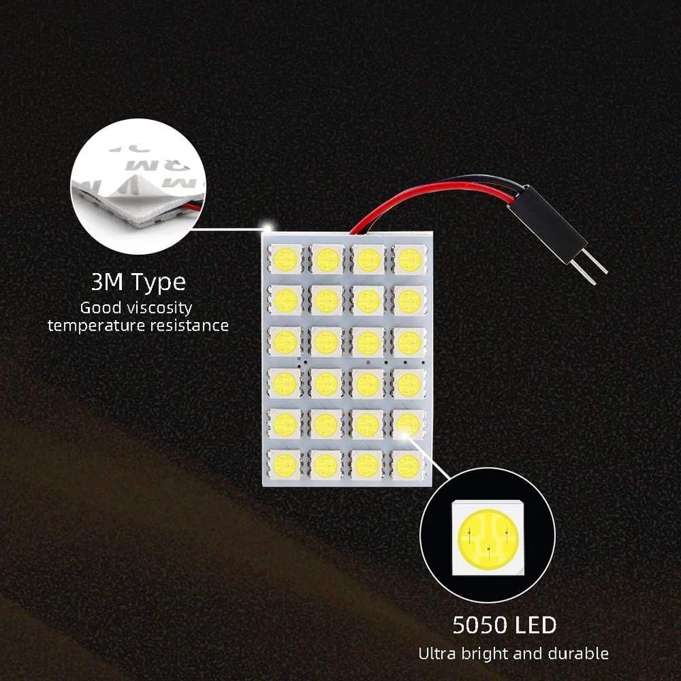 White 10-Pack 5050 24SMD LED Panel Dome Light Auto Car Reading Interior Lamp Lic