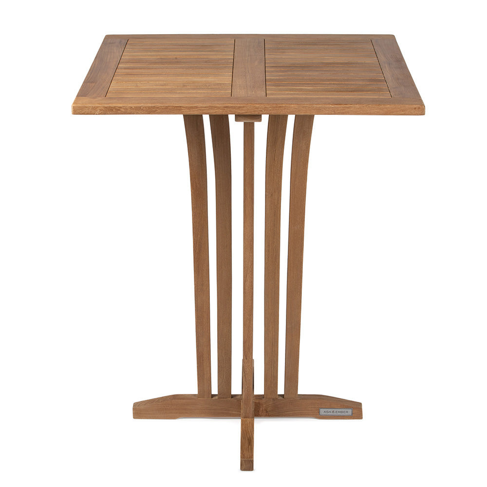 Ash & Ember Acadia Grade A Teak 35" Square Bar Table, Weather Resistant Wood