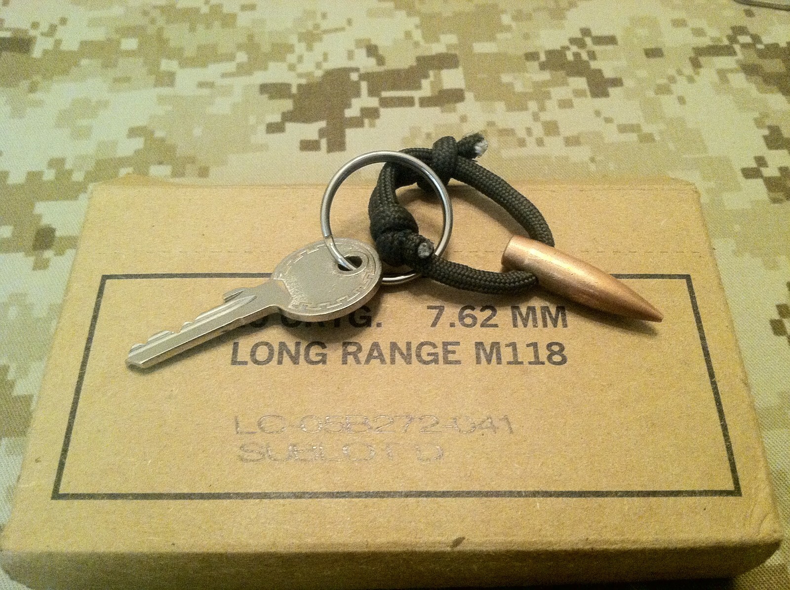 USMC SNIPER MINI HOG TOOTH KEYCHAIN MOS 0317 / 8541 OD GREEN PARACORD