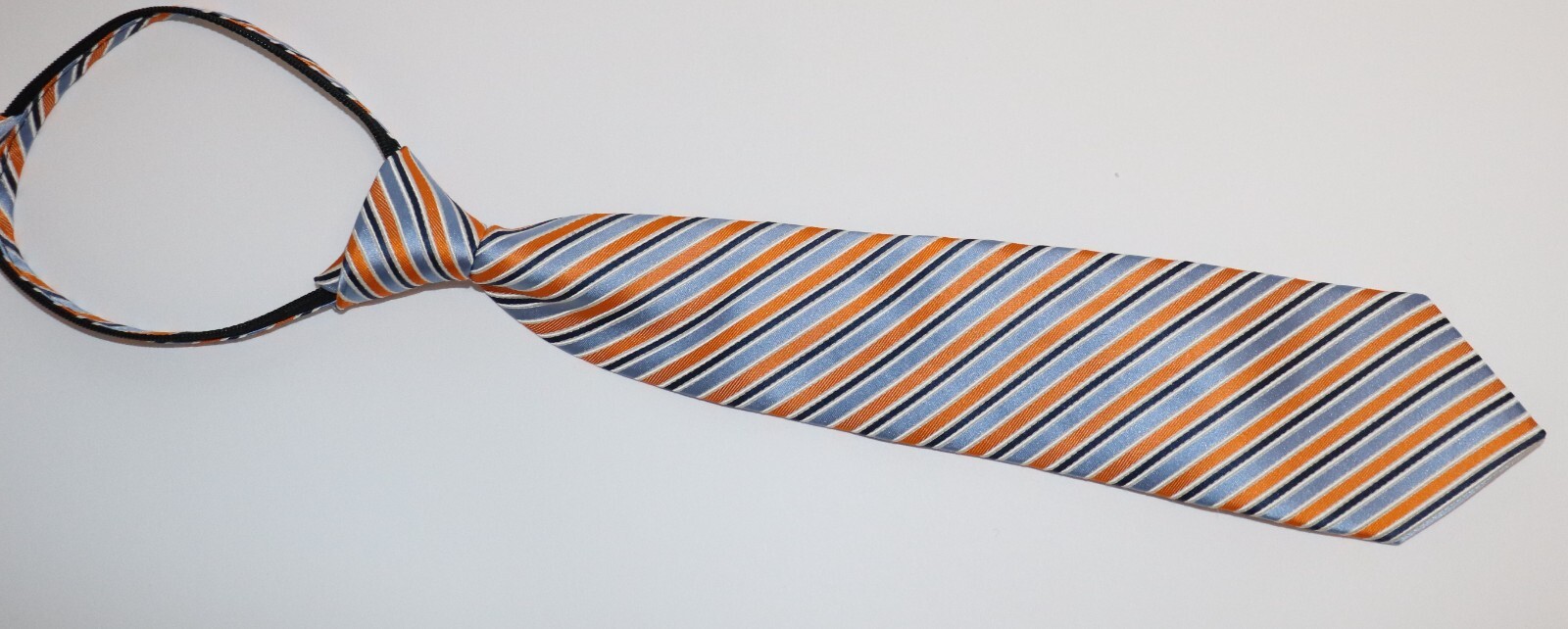 Class Club Boy's Adjustable Tie Zipper Bluish Purple Orange Black 100% Silk