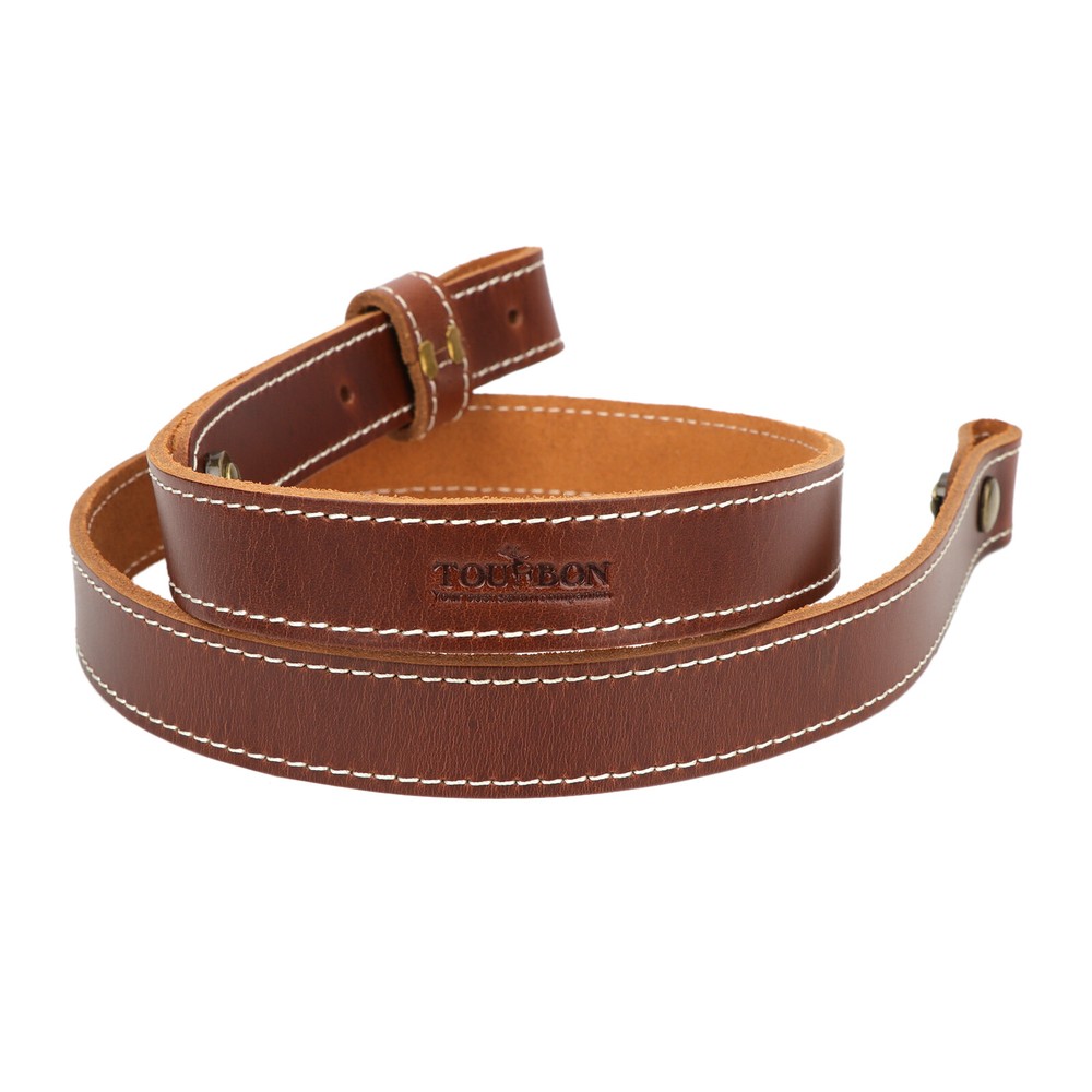 2 Point Leather Gun Sling - Adjustable Strap, Quick Release Swivels for Rifle