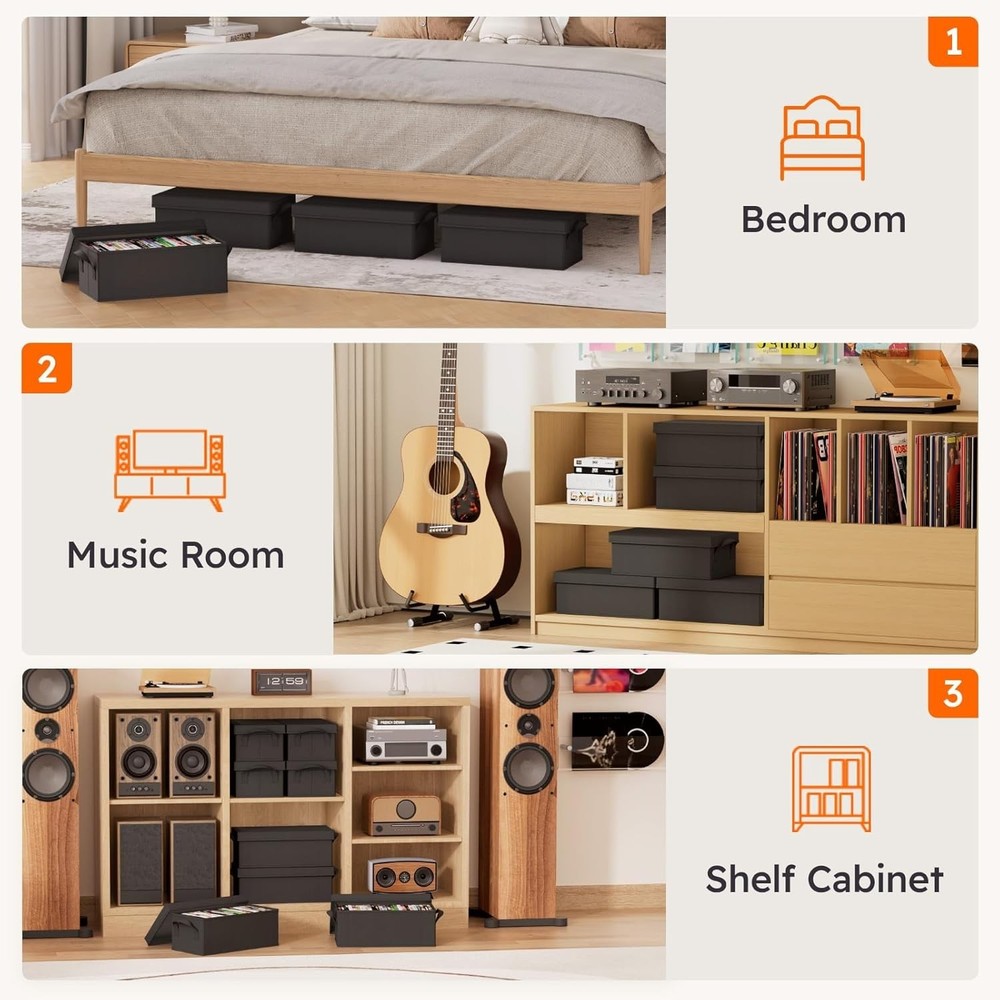 DVD Storage Box Organizer 4 Pack Stackable Foldable DVD Cases Holder