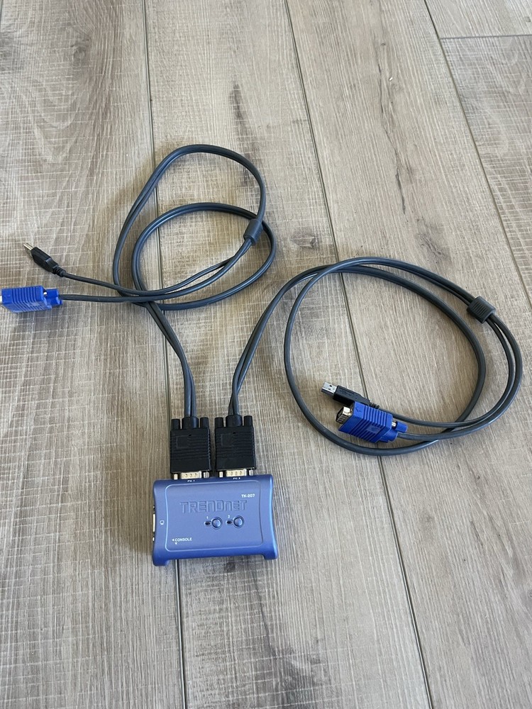 TRENDnet Tk207 2-Port USB KVM Switch With Cords Shown