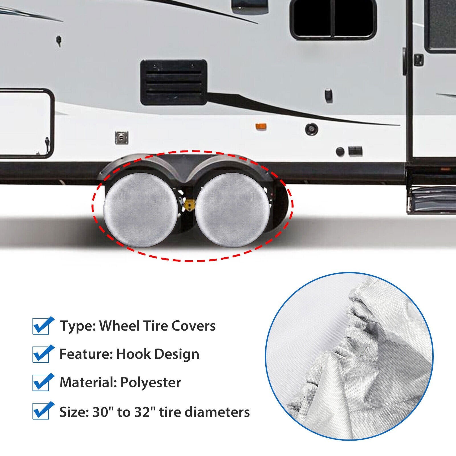 4P 30"-32" Waterproof Tire Covers Wheel&Tyre RV Trailer Camper Sun Protector -