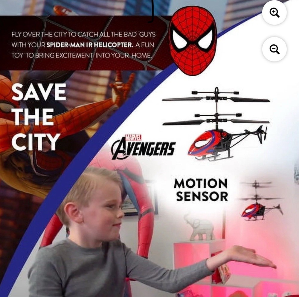 Spider-Man Mini RC Flying Helicopter Motion Sensor 2CH USB Lights Marvel NIB