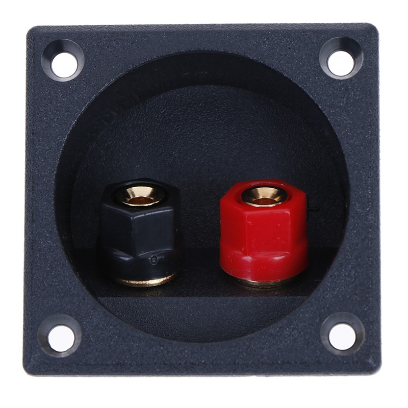 Square shape double binding post type speaker box terminal cup black and reYJQ6