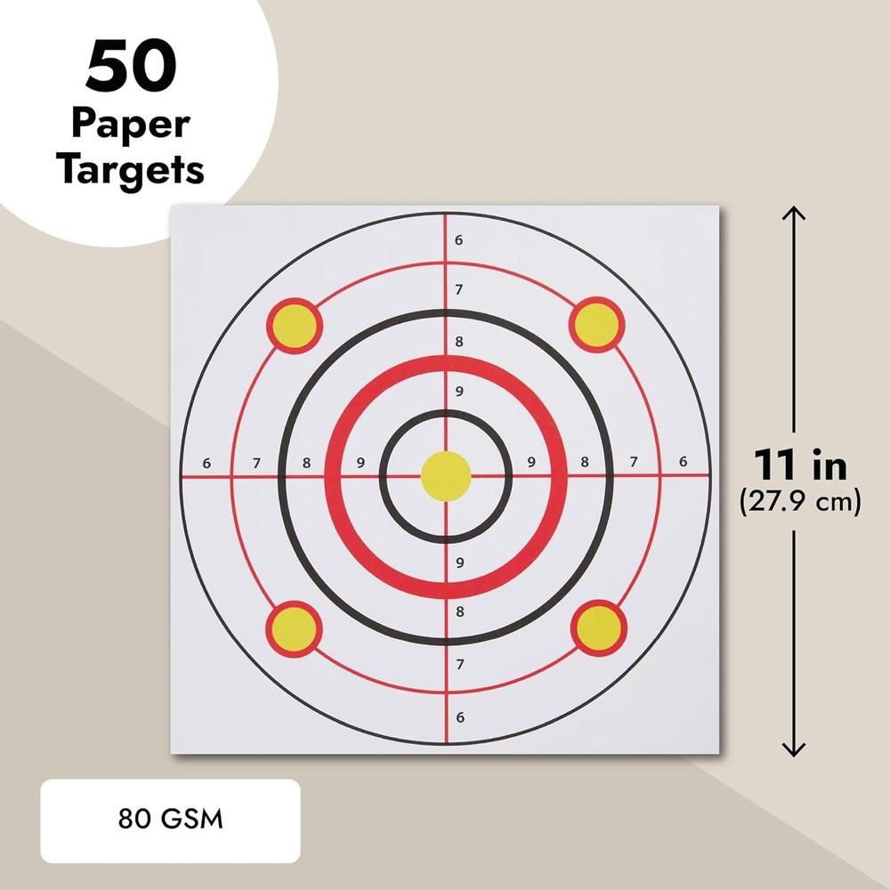 Juvale 50 Pack Paper Shooting Targets for Range, Bulk 11x11", Multicolor