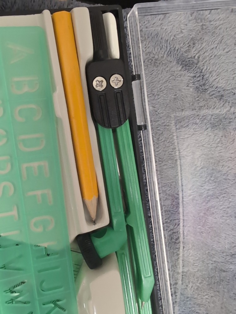 Vintage Drawing Drafting Art Set Green With Case. Complete