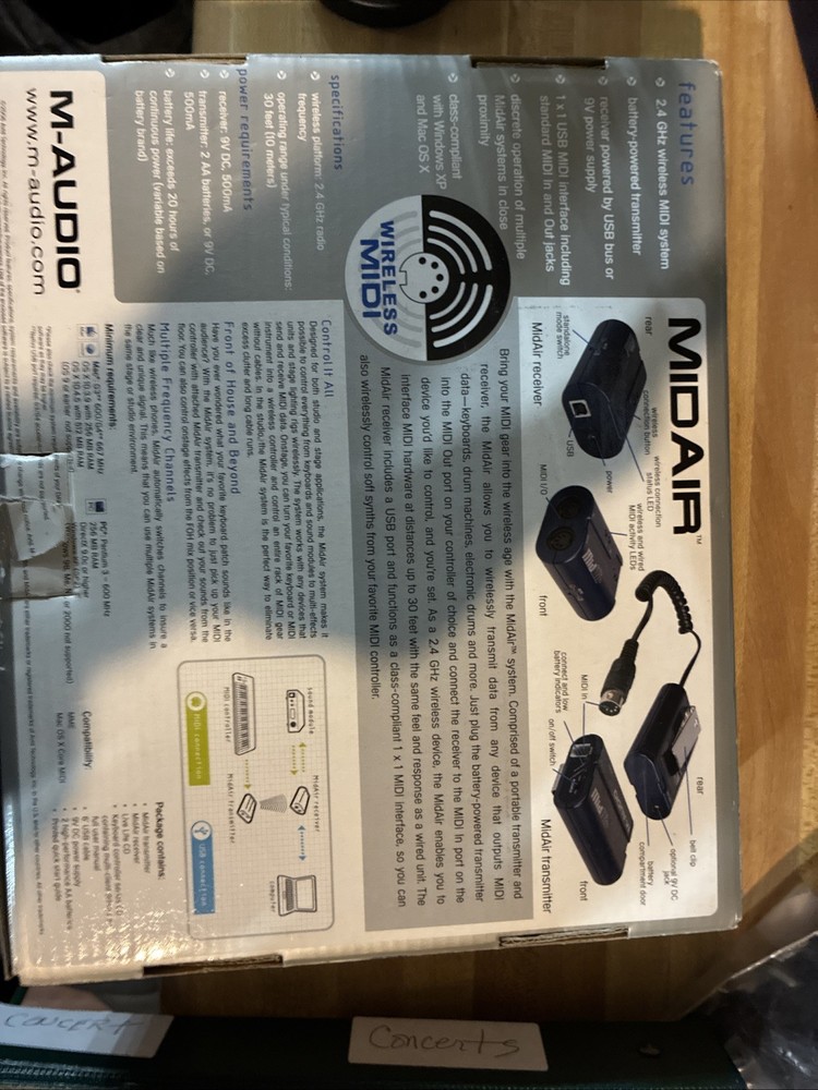 MIDAIR WIRELESS MIDI Transmitter And Receiver