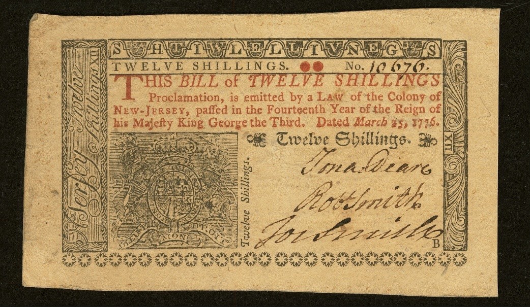 1776 NEW JERSEY Colonial Currency American Revolution Bank Note NJ-179, PMG 50