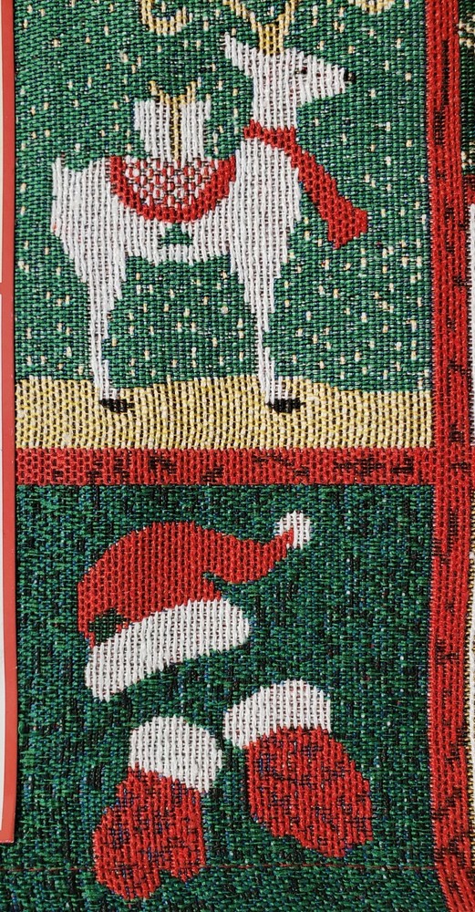 Extra Long Tapestry Table Runner, 13"x72", WINTER,CHRISTMAS THEME PATCHWORK, HG