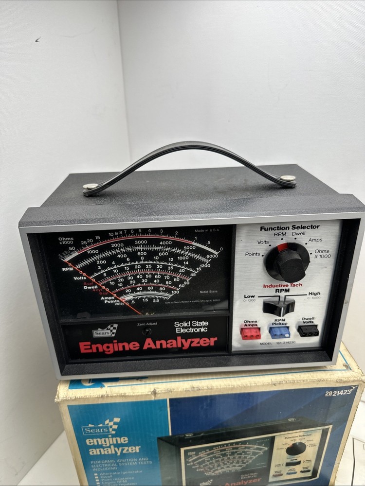Vintage Sears Engine Analyzer 28 21423 w/ Manual & Cables Complete in OG Box