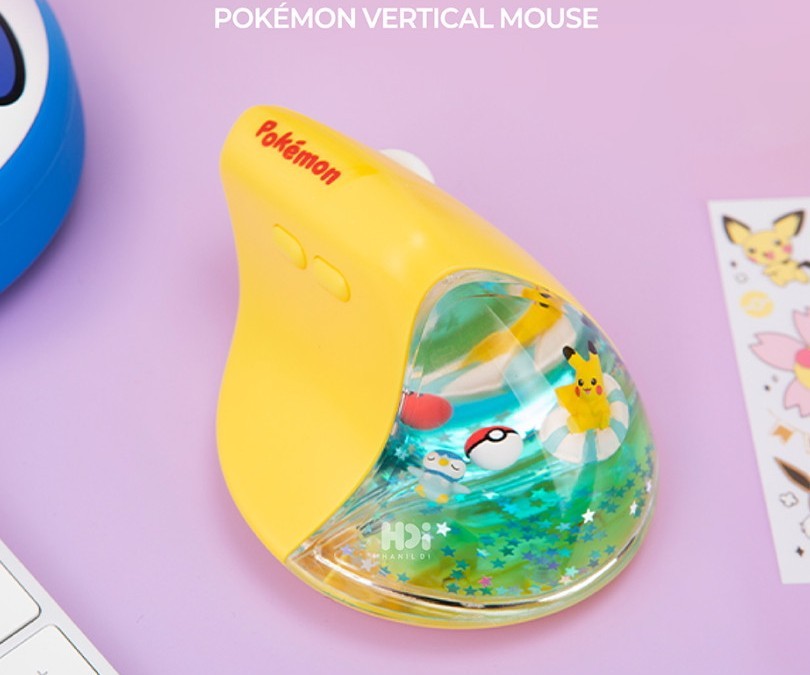 Pokemon Genuine Pikachu Bluetooth Vertical Mouse 2.4Ghz Wireless Mouse MIC