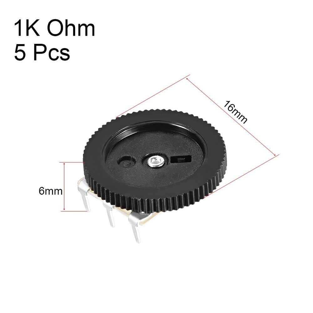 1K Ohm Dial Wheel Potentiometer for Audio Stereo Volume Switch Control 5Pcs