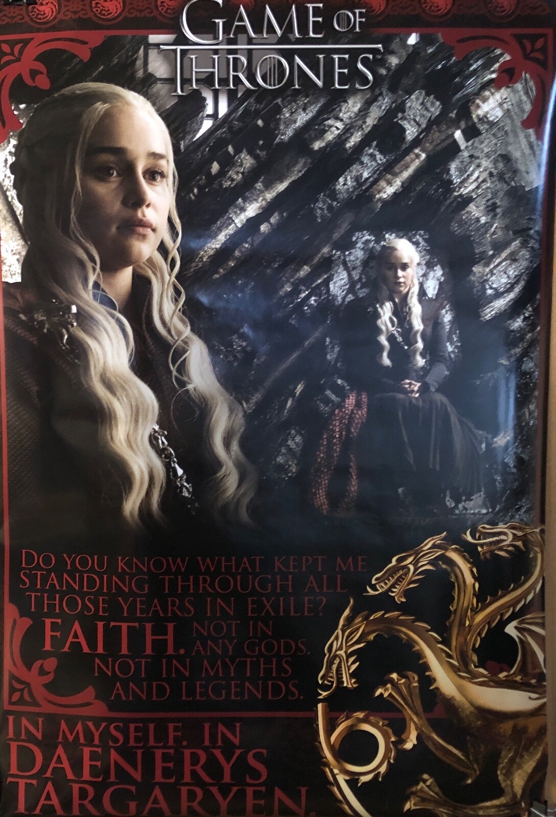 G.O.T.  Mother of Dragons, Daenerys Targaryen  poster 36 x 24" (185)
