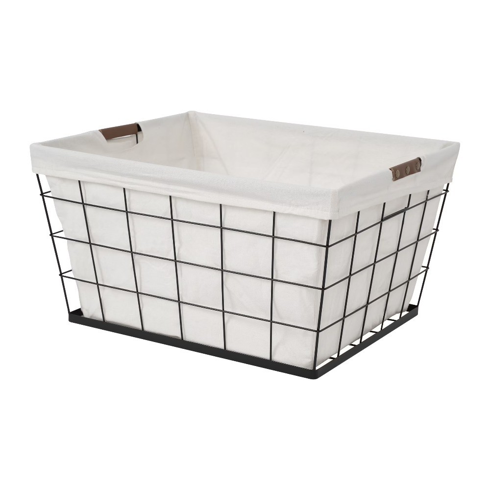 Large 60L Rectangular Laundry Hamper Basket for Adults Black Natural