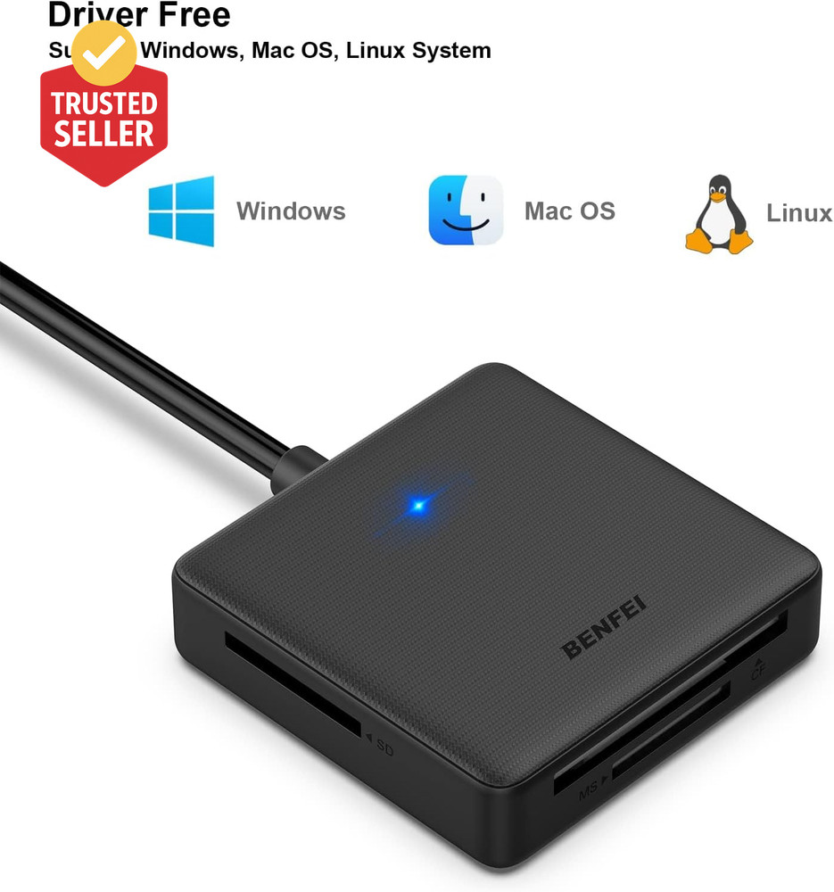 Memory Card Reader, 4In1 USB 3.0 and USB-C to SD Micro SD MS CF Card Reader Ada
