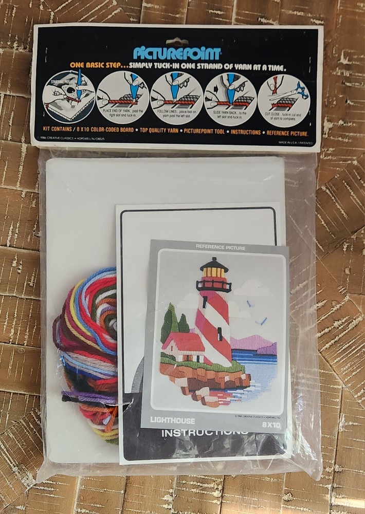 1986 Creative Classics Picture Point Lighthouse Yarn 8x10 Craft