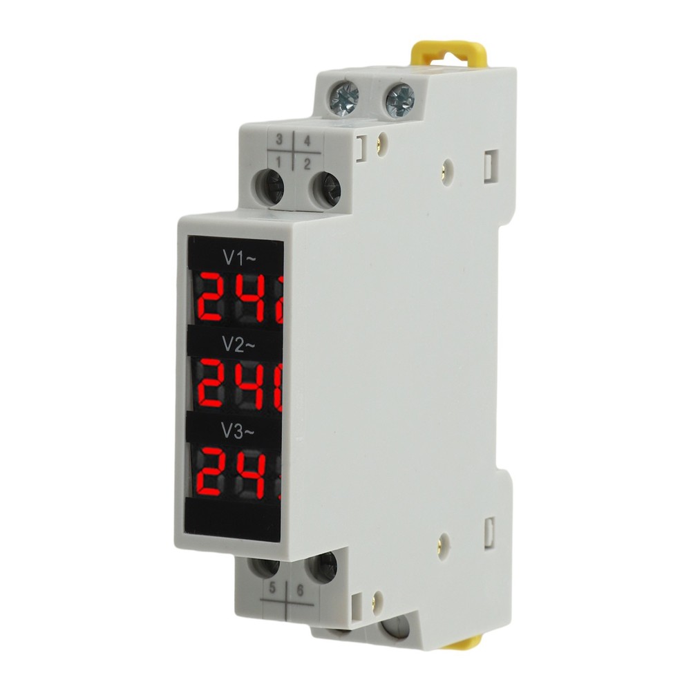 Three Phase Digital Voltmeter BV3R AC 80500V Red Display DIN Rail Meter