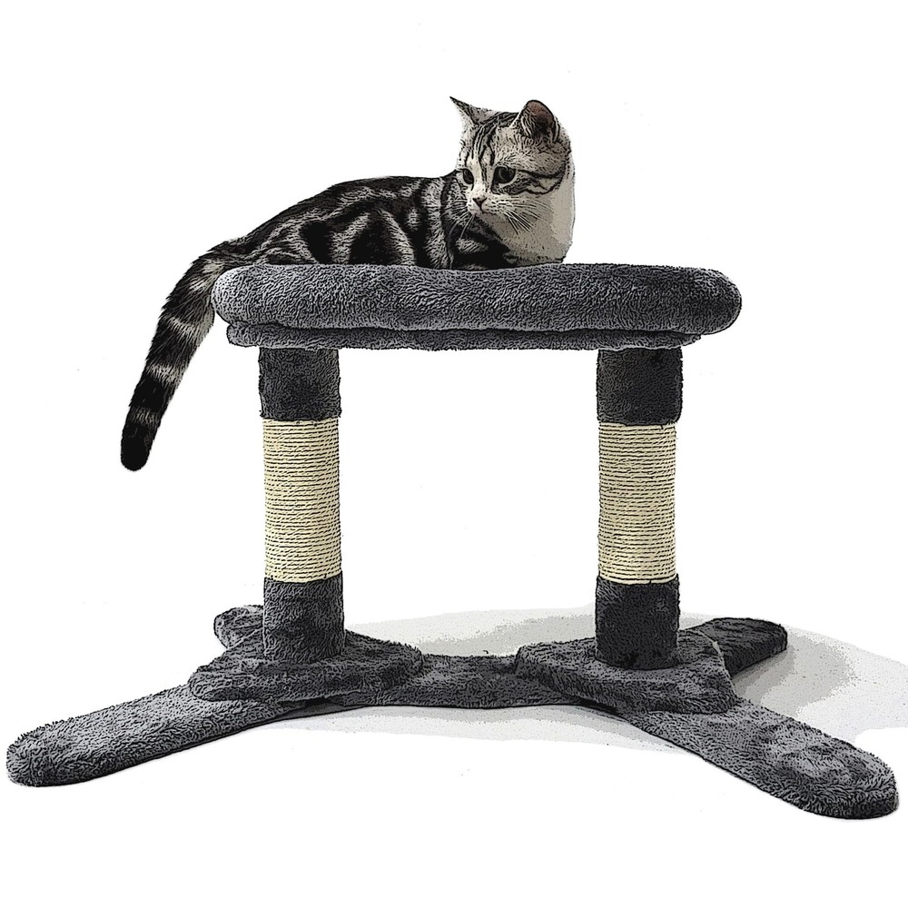 HeyKitten Elevated Cat Cushion Perch Bed with Scratching Posts Sturdy Base fo...
