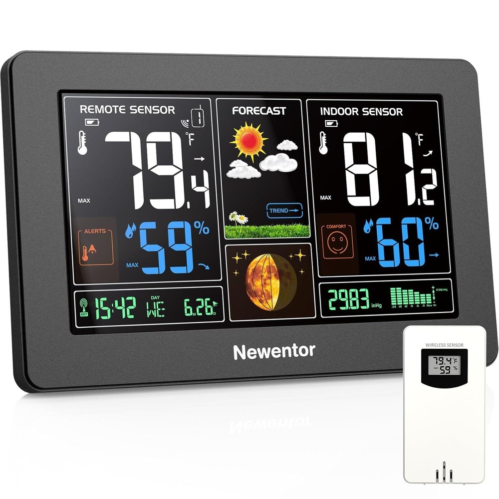 Chic Digital Weather Station: Atomic Clock, Backlight & Multiple Sensor Support