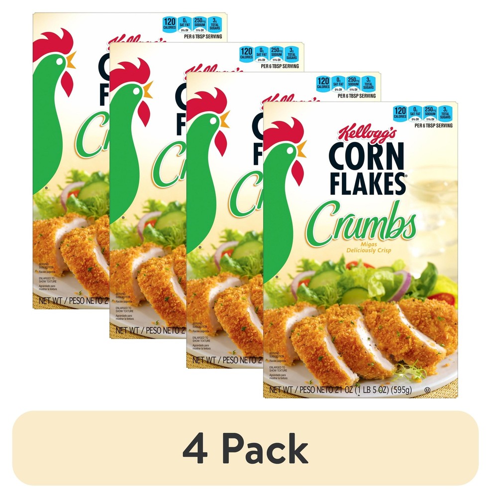 (4 pack) Kellogg's Corn Flakes Original Crumbs, 21 oz