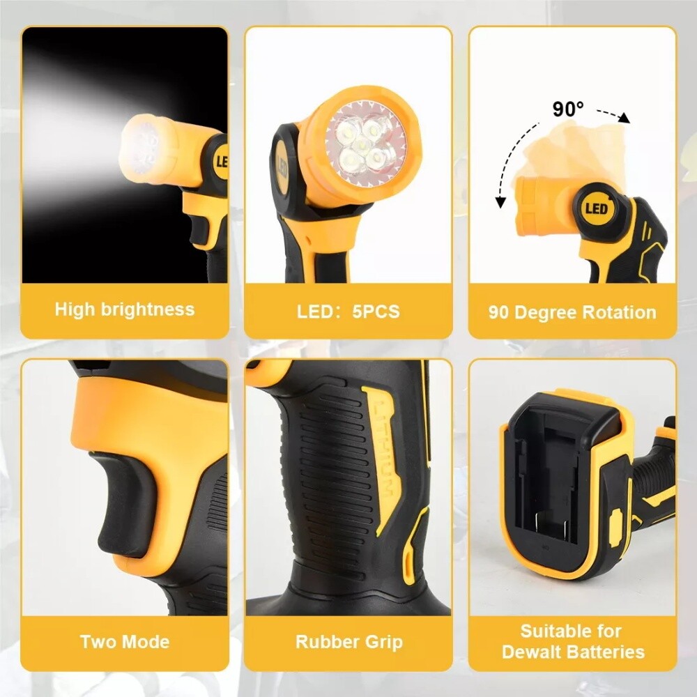 For DeWALT LED 20V 20Volt MAX Cordless LED Pivoting Work Light Flashlight TOOLS