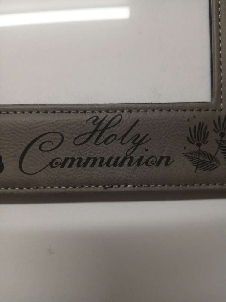 My First Communion Picture Frame Leather Border